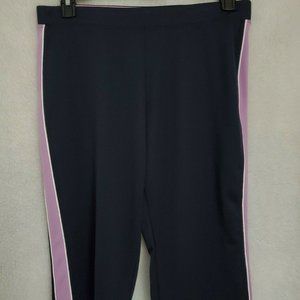 SJB Active Black Purple White Side Striped Capri Pants Size M Petite